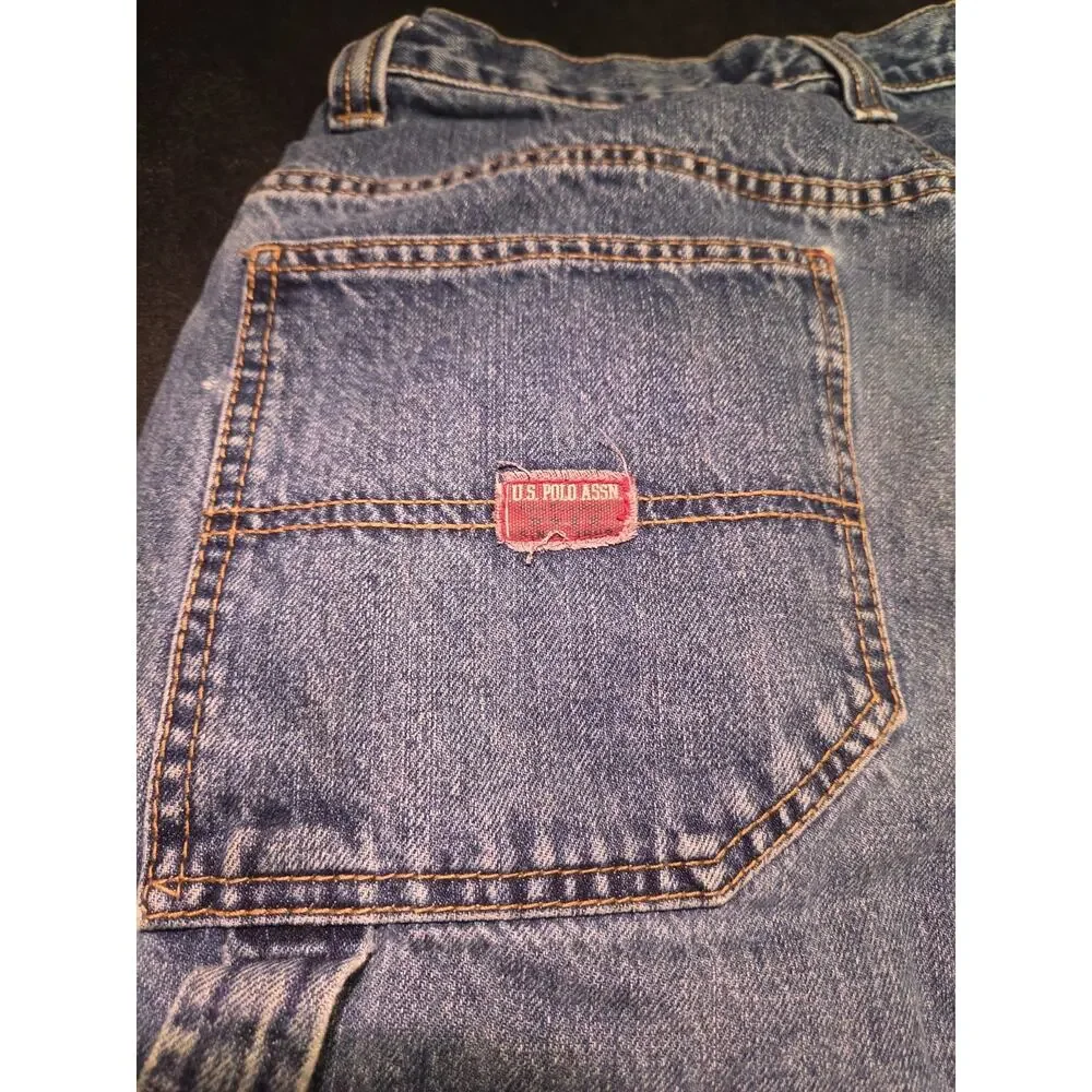 Vintage US Polo Assn Shorts Mens 33 Medium Wash Carpenter Baggy Skate Jorts Y2K